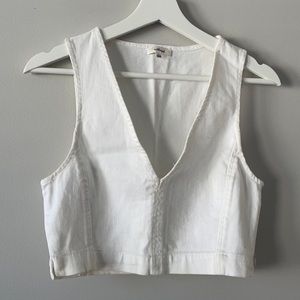 ARITZIA WHITE DENIM V NECK TOP